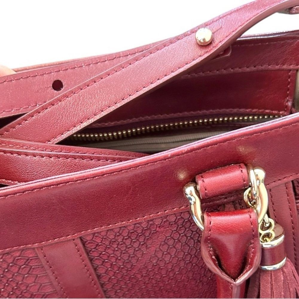Brahmin Burgundy Red Python Raelynn Satchel Shoulder Bag - Picture 14 of 15